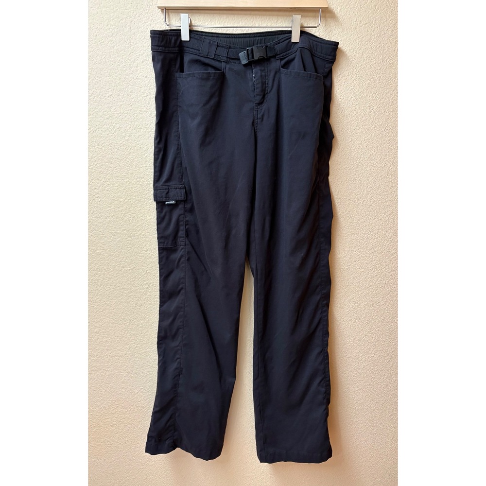 Prana Zion Black Hiking Pants Mens Large Built-in Belt Cargo Pocket Outdoor